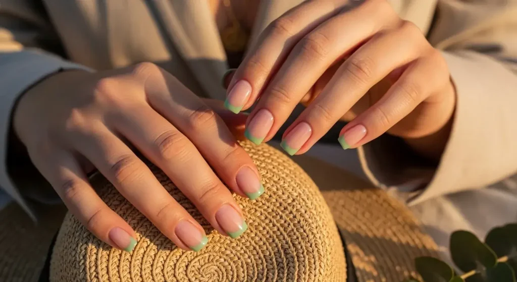 Green Glazed Donut Nails Fresh Green Nails for Summer