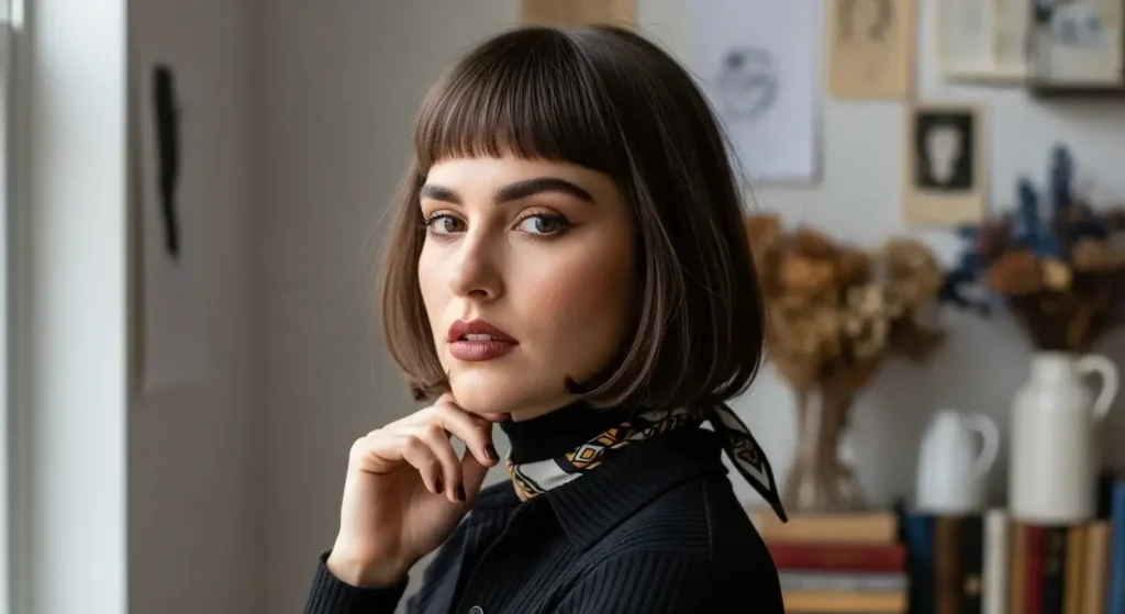 Soft Kitty Bob with Micro Fringe Kitty Cut Hairstyles For Women