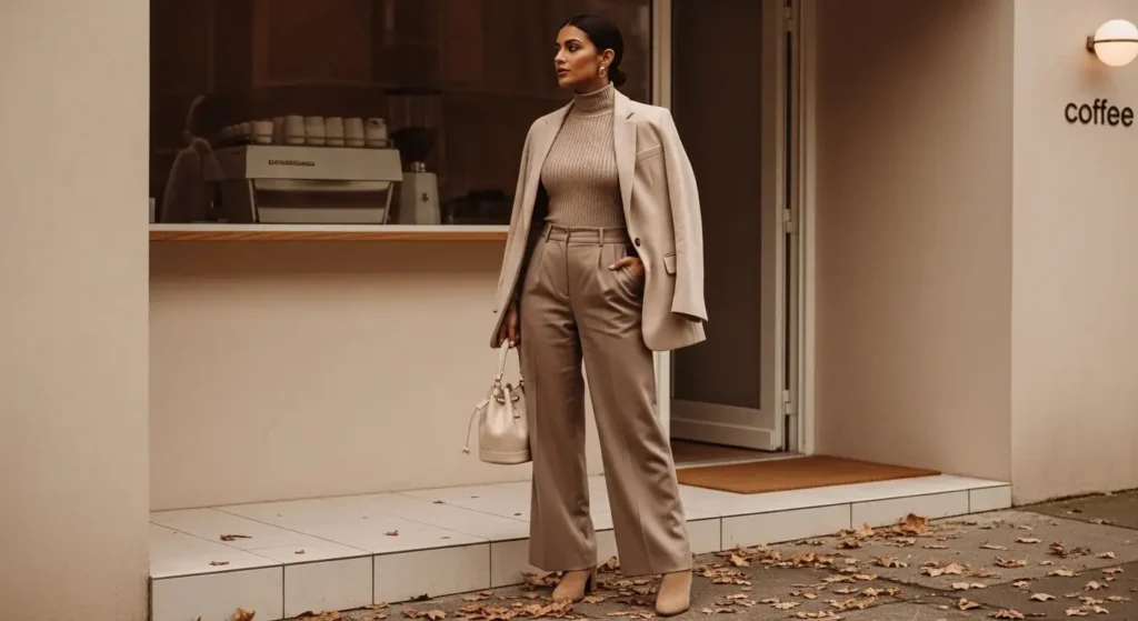 Latte Layers – Neutrals on Neutrals Aesthetic Fall Outfits Ideas