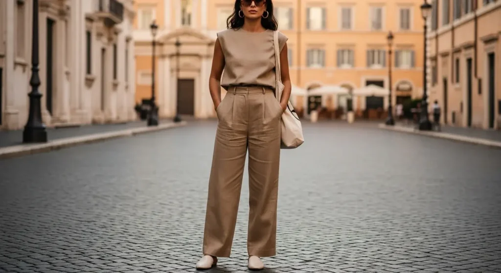 Matching Linen Co-Ord Set (Top + Trousers) Italy Summer Outfit Ideas