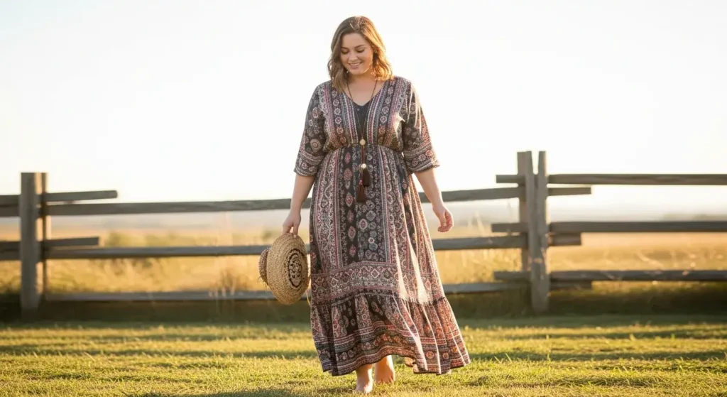 Boho Maxi Dresses Midsize Summer Outfits for women