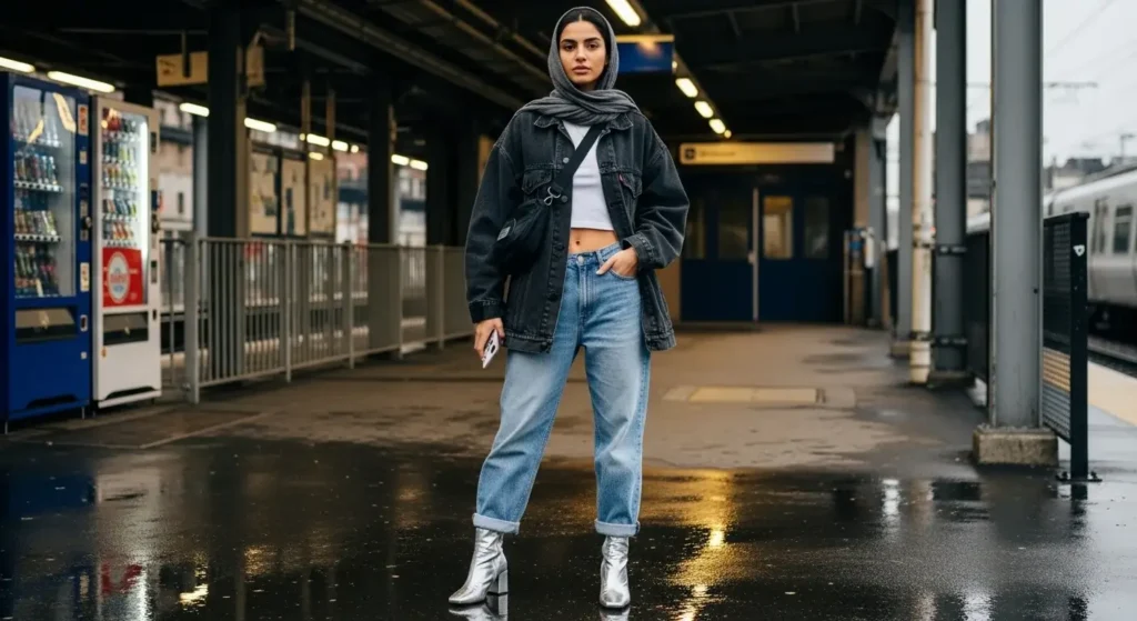 Denim-on-Denim: Oversized Jacket + Baggy Jeans Trendy Baggy Jeans Outfits for Women