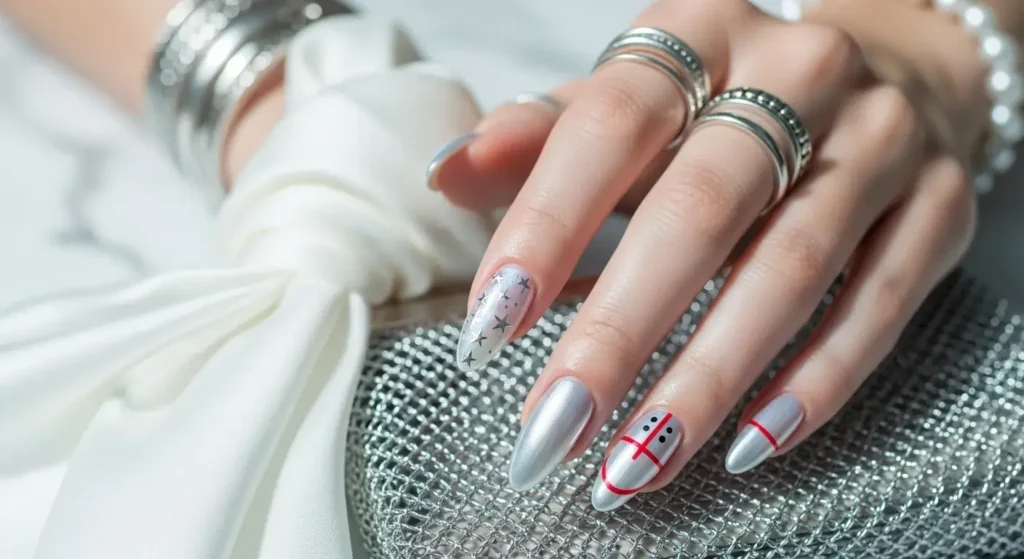 Pearlized Silver – Icy with an Edge Best July Nail Colors for 2025