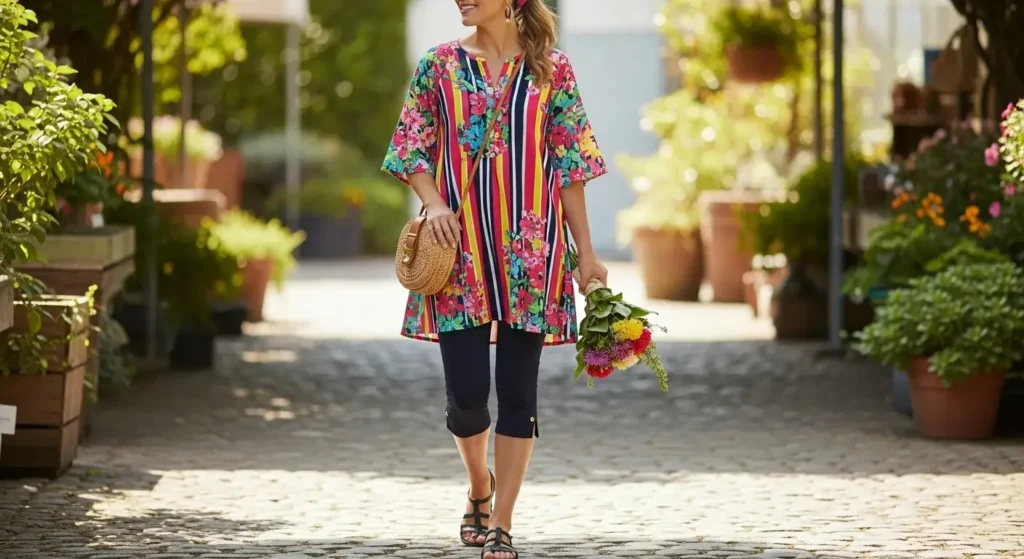 Tunic Top + Capri-Length Leggings Comfy Summer Outfits