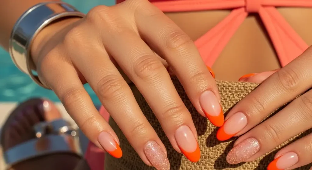 Tangerine Chrome Tips Tropical Fruit Nail Ideas for Summer 2025