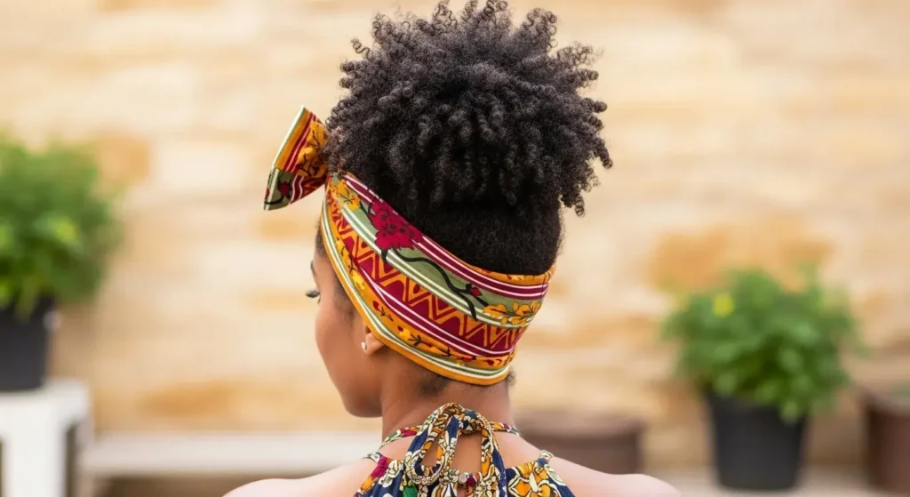 Afro Puff or Curly High Bun with Bow Headband Bow Hairstyles to Try