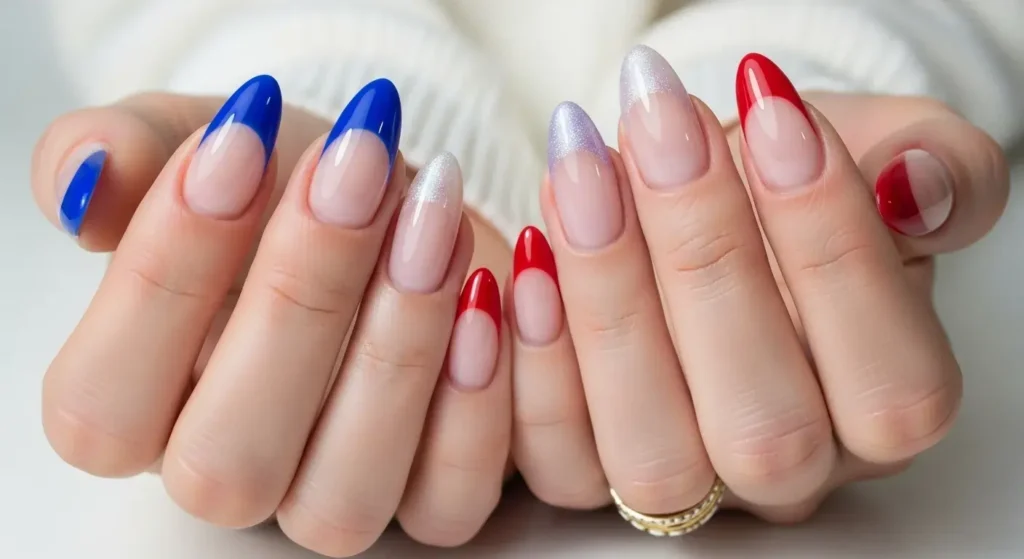 Reverse French Tips French Tip Nails with a Summer