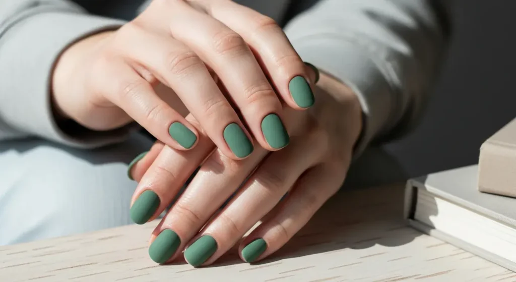 Eucalyptus Matte Mani Fresh Green Nails for Summer