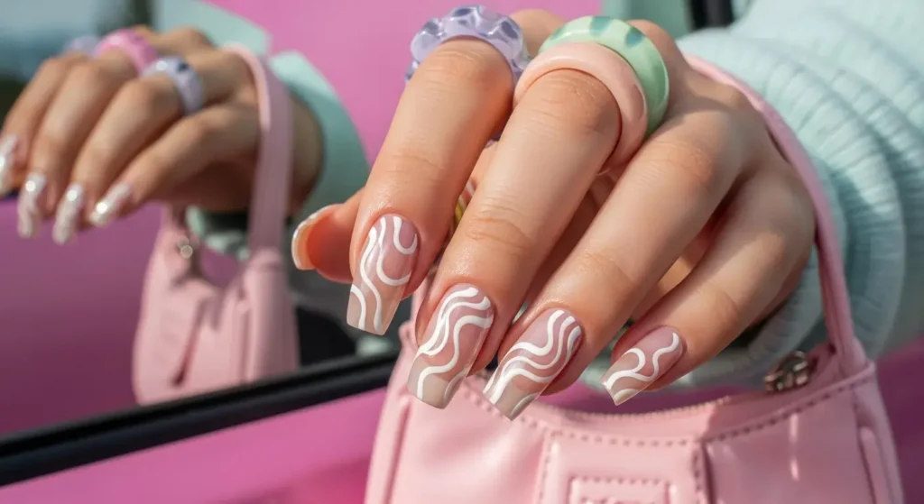 Negative Space Waves Fresh White Nail Looks for Summer