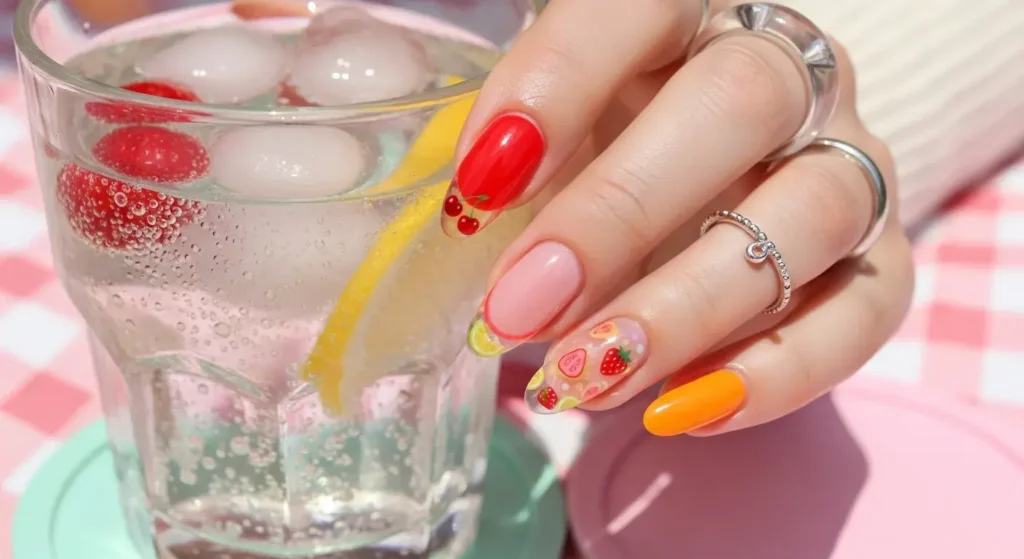 Jelly Tints in Fruit Tones Almond Nail Inspo for a Cute Summer