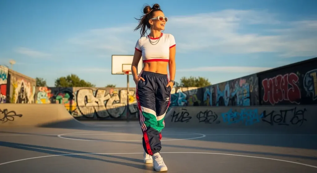 Crop Top + Track Pants (Sporty Spice Mode) Vintage 90s Summer Outfits