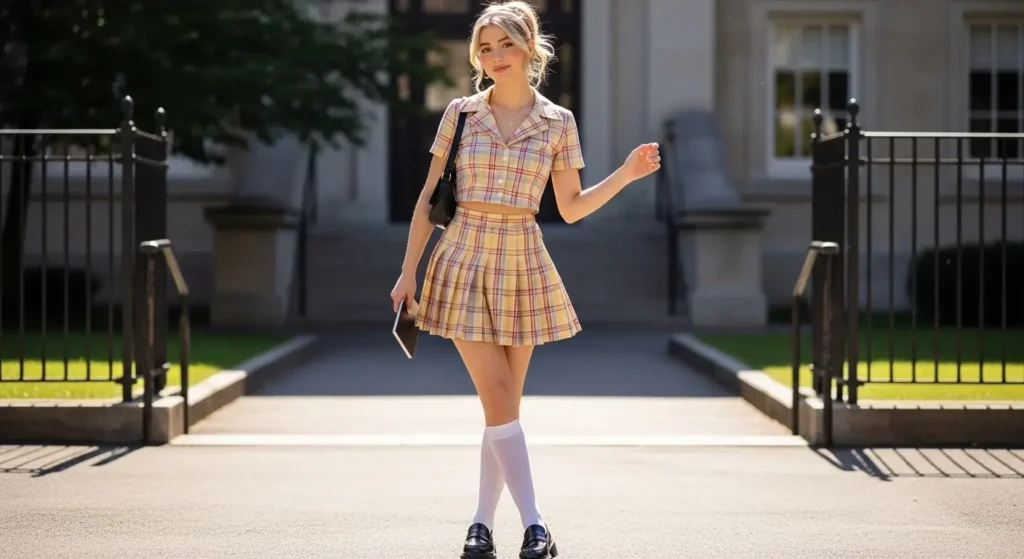 Plaid Skirt + Collared Shirt (Clueless-Inspired) Vintage 90s Summer Outfits