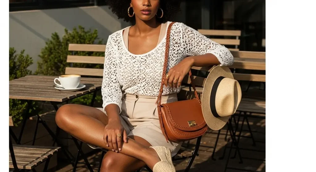 Crochet or Lace Top + Shorts/Skirt Casual Summer Outfits