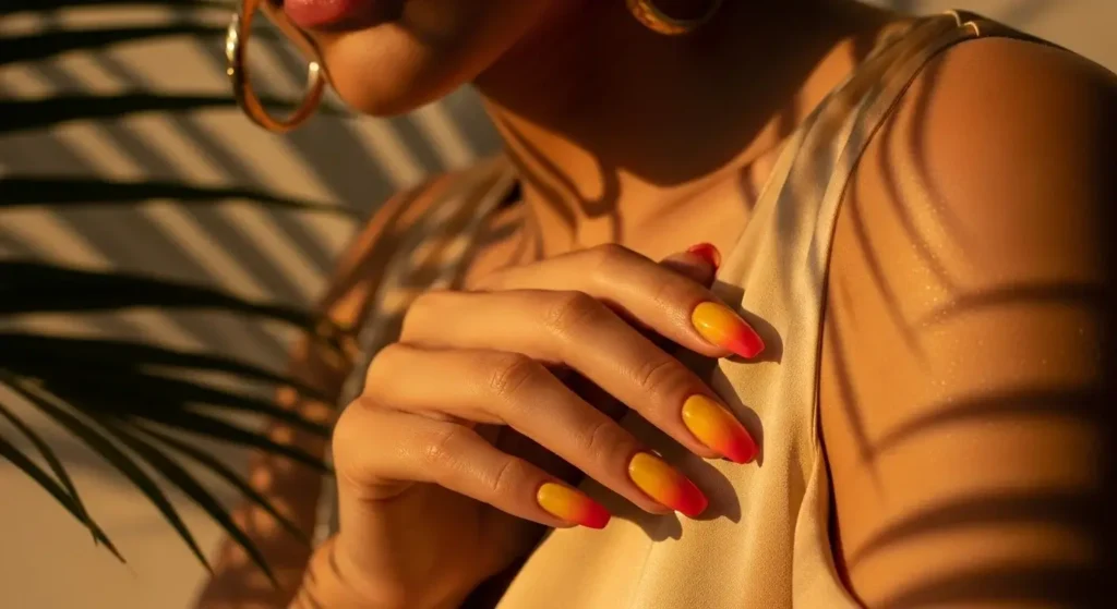 Mango Sunset Ombré Tropical Fruit Nail Ideas for Summer 2025