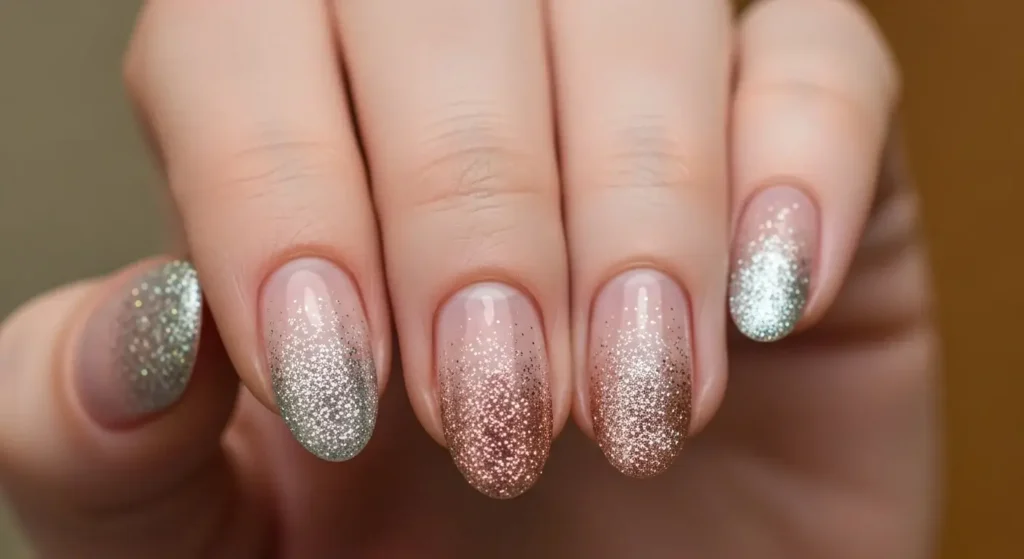 Glitter Fade Tips Oval Nail Inspo for Summer