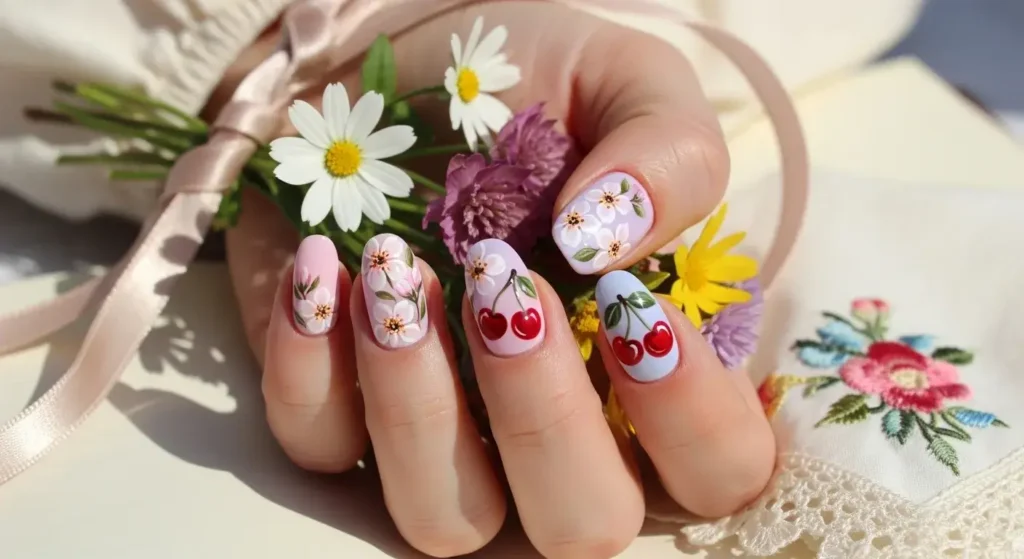 Cherry Blossom Meets Cherry Fruit Cherry Nail Inspo That Pops in 2025