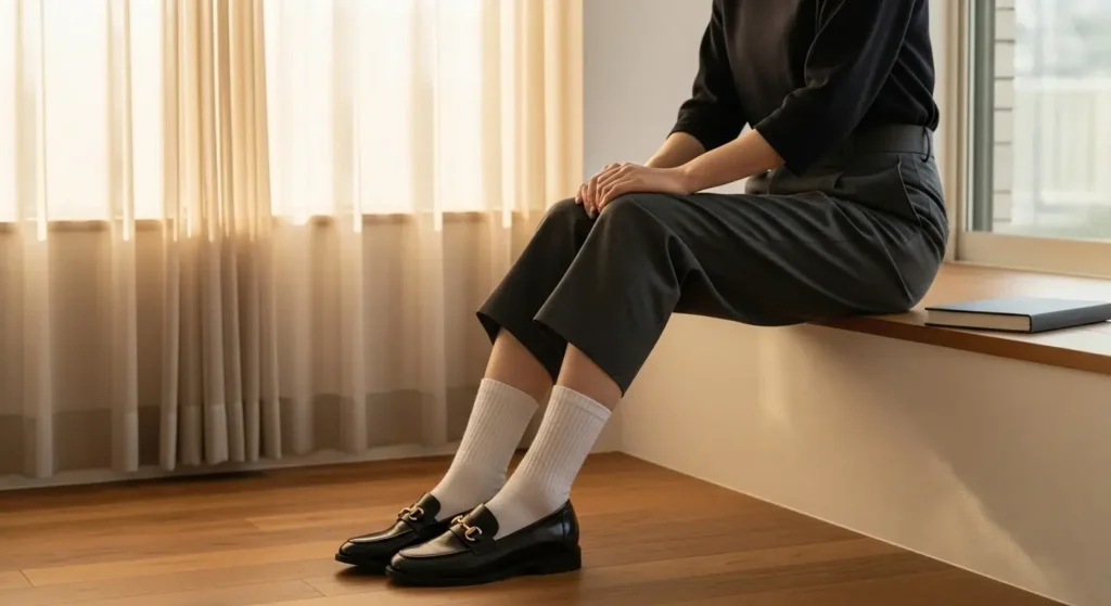 Loafers + White Socks Combo Preppy Fall Outfits Idea