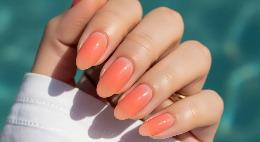 Sheer Coral Wash Vacation-Ready Nails for Summer