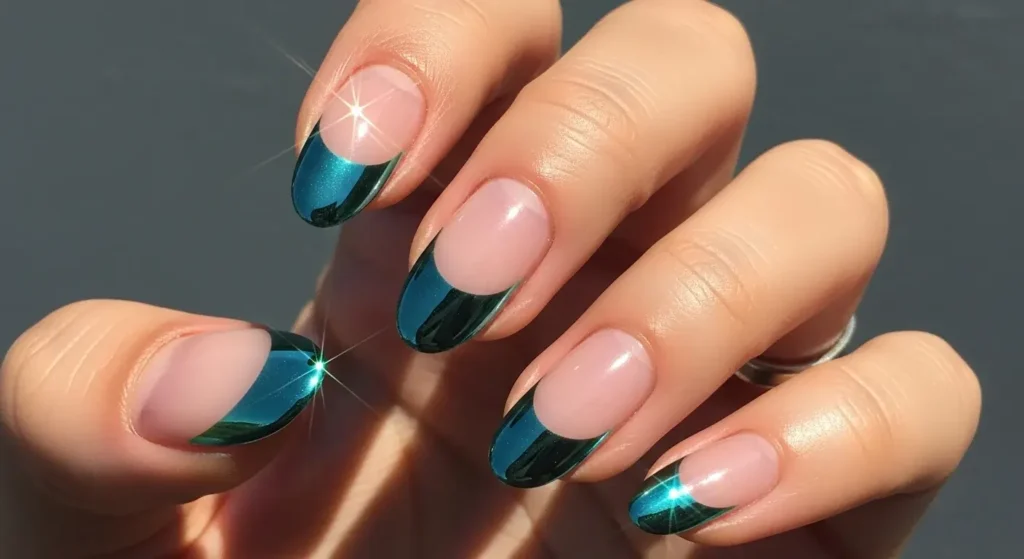 Mermaid Chrome Tips Beach Nails That Shine in Summer
