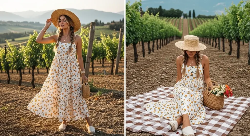 Tiered Sundress + Straw Hat
