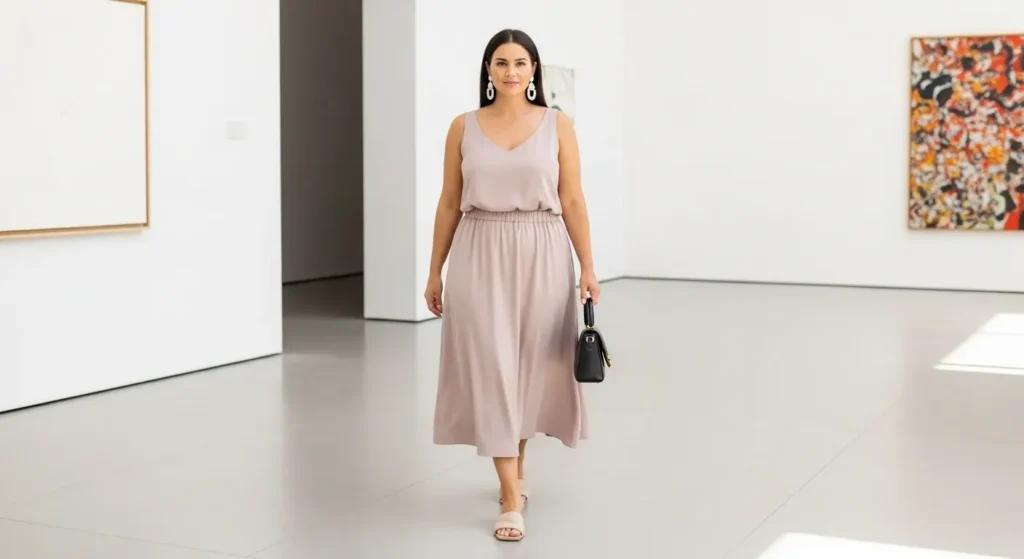 Monochrome Tank & Skirt Set Long Skirt Outfits for Summer women.
