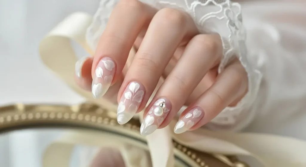Pearlescent Petal Nails Fresh White Nail Looks for Summer