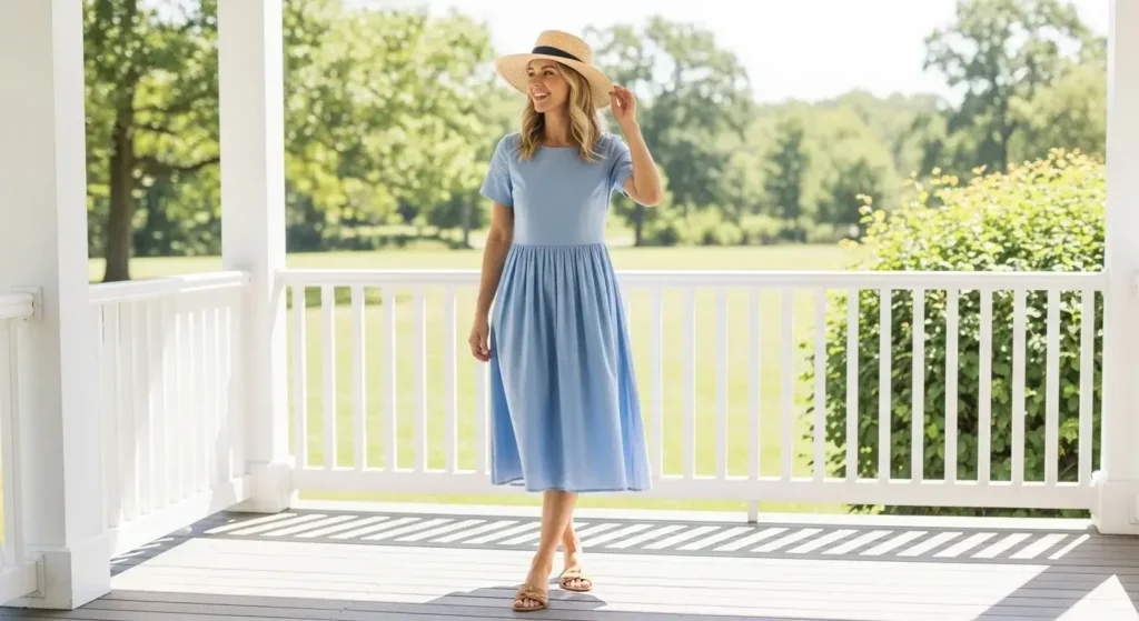 The Classic Cotton Dress summer outfits for moms.