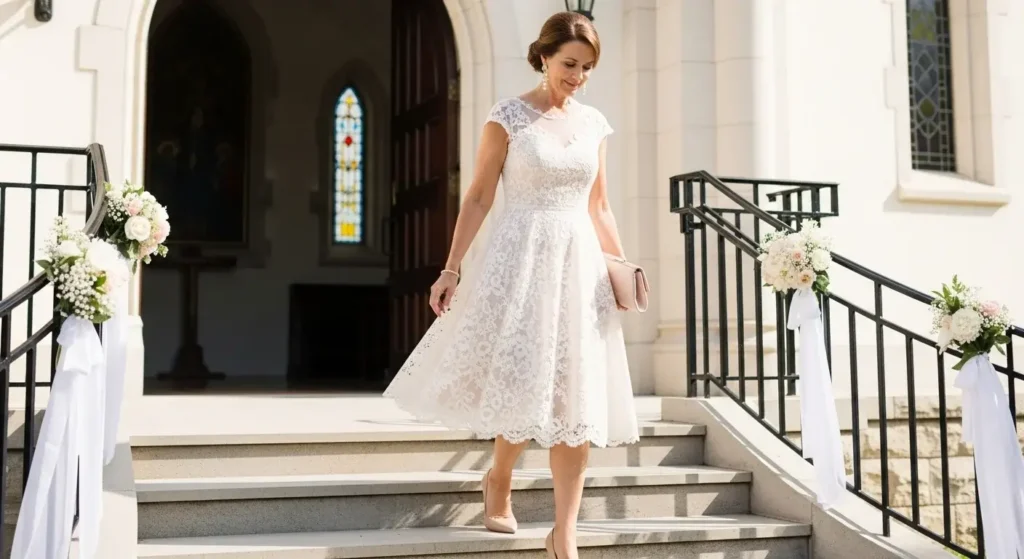 Lace Tea-Length Dress Summer Wedding outfit