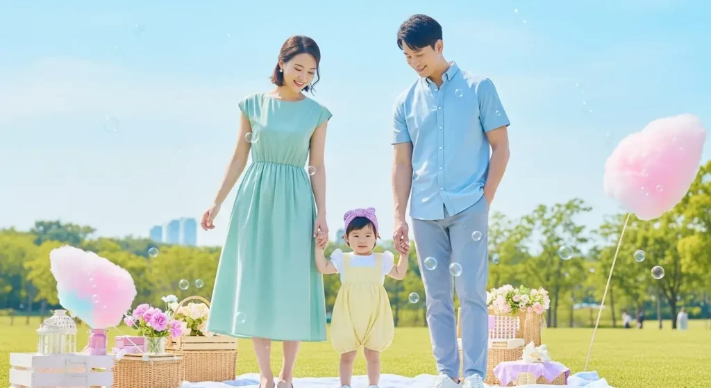 Cool Pastels for a Dreamy Look Summer Family Photoshoot Outfits