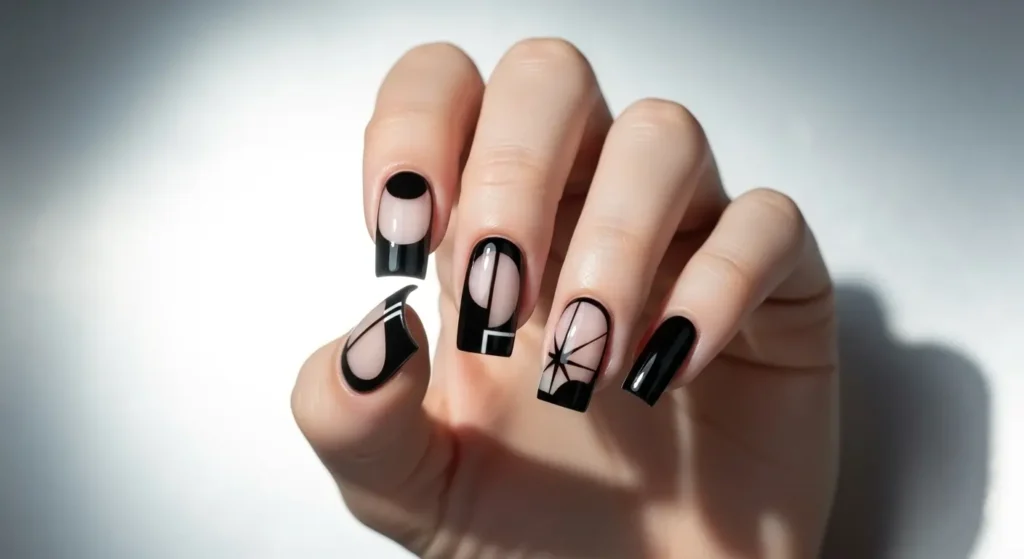 Cut-Out & Negative Space Designs Black Summer Nails That Pop