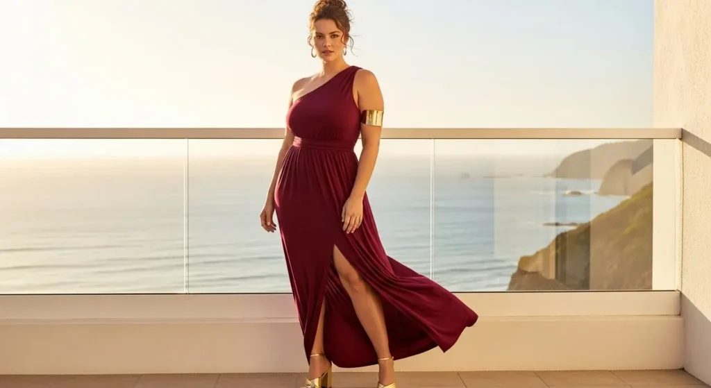 Asymmetrical One-Shoulder Maxi Thick Girlfriend Summer Outfits