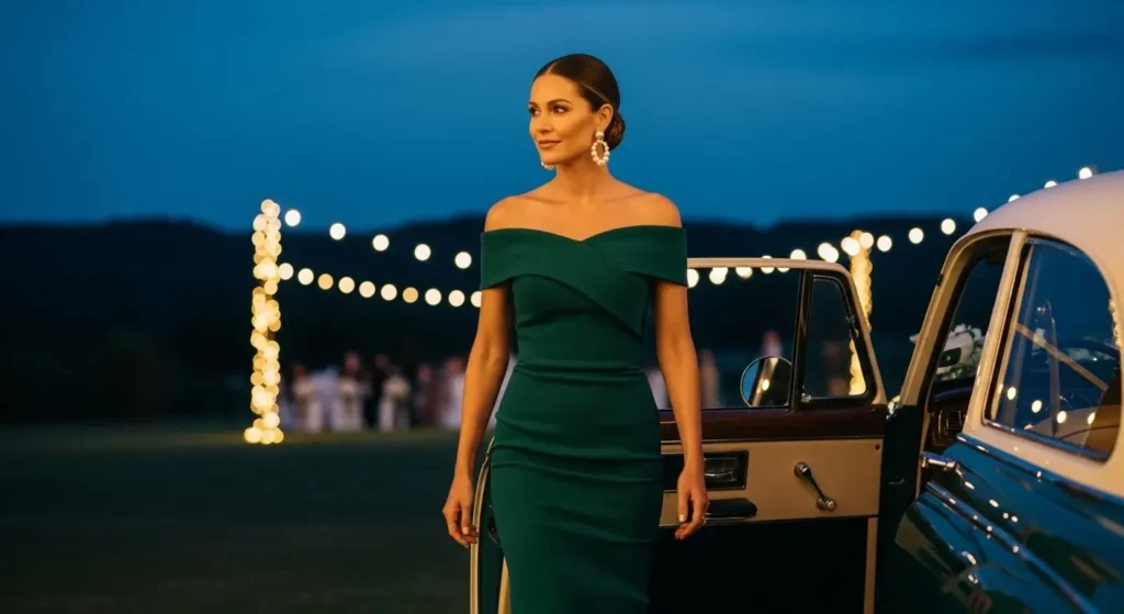 Off-Shoulder Dress Summer Wedding outfit