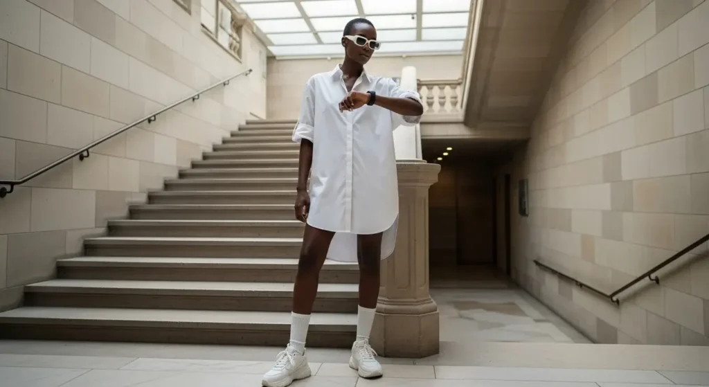 Oversized Shirt Dress + Sneakers Barcelona Summer Outfits Guide