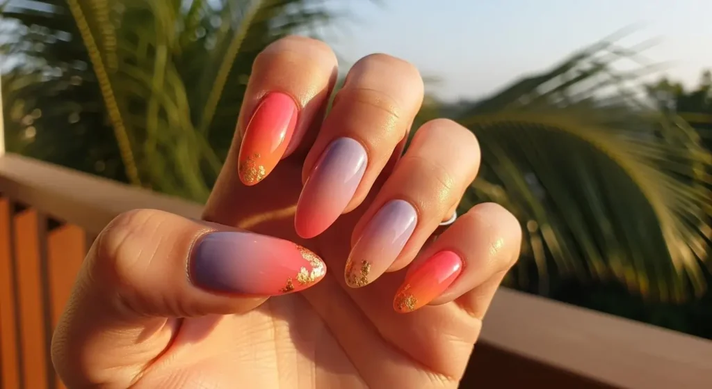 Sunset Fade Ombré Long Summer Nail