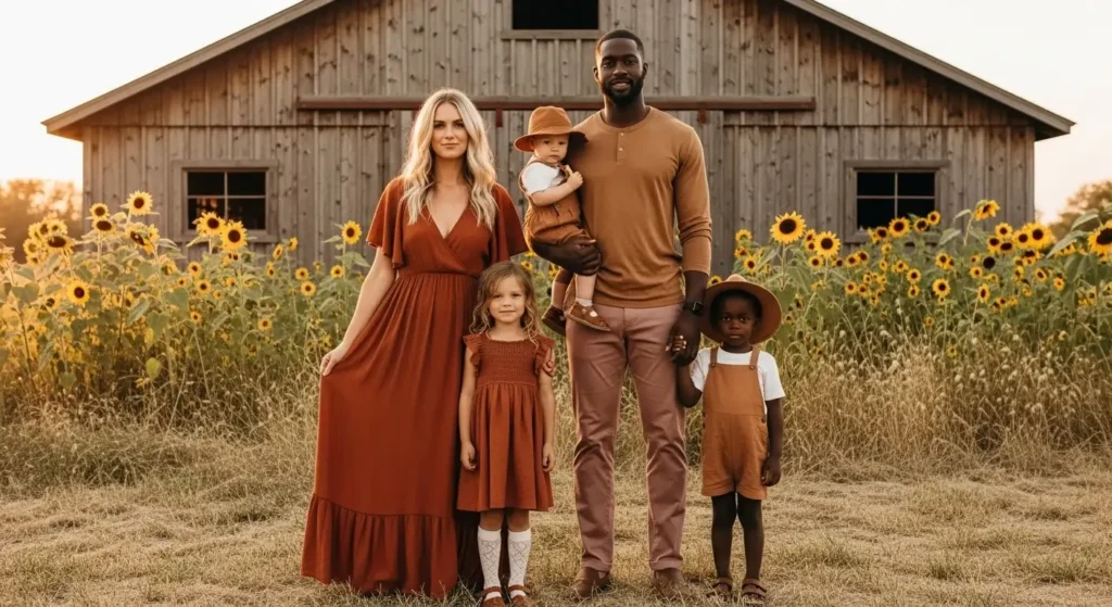 Terracotta & Clay Tones Summer Family Photoshoot Outfits