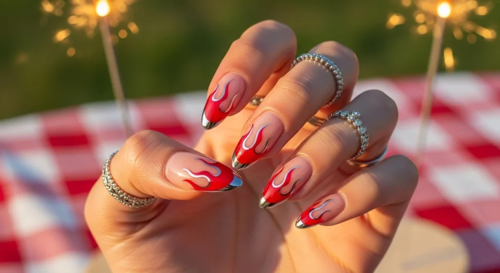 Jelly Red Flame Tips Nails You’ll Want to Copy July 2025