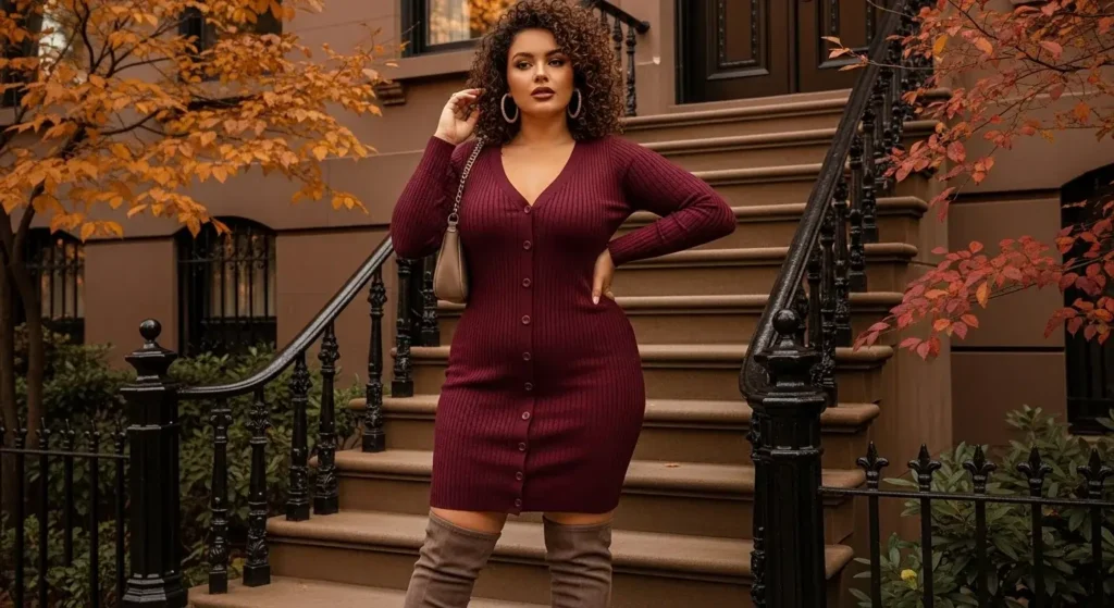 Cardigan Dress + Knee-High Boots Must-Have Fall Outfits Ideas