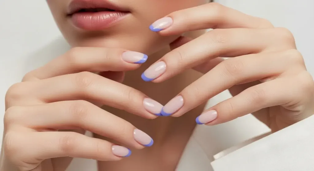 Periwinkle Micro French Cool Blue Nail Ideas for Summer