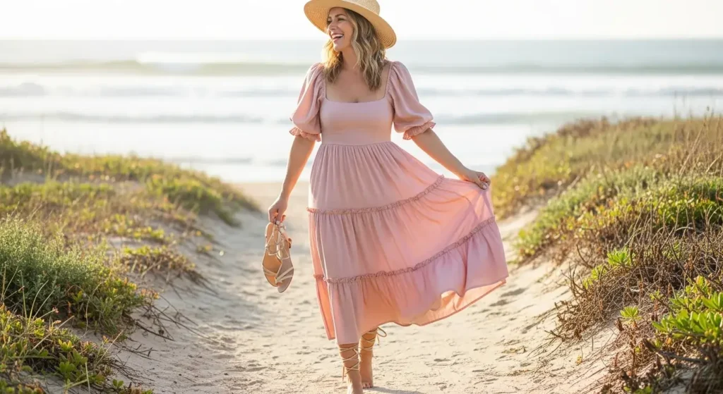 Ruffled Midi Dress Summer Wedding outfit