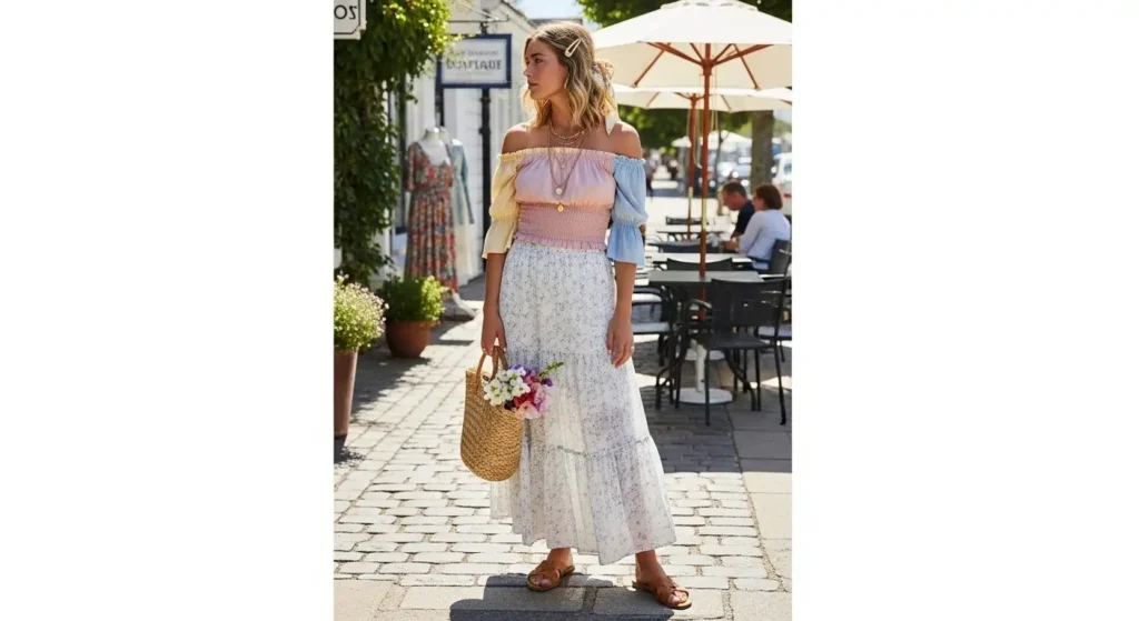 Maxi Skirts & Off‑Shoulder Tops Summer Wine Tasting Outfits