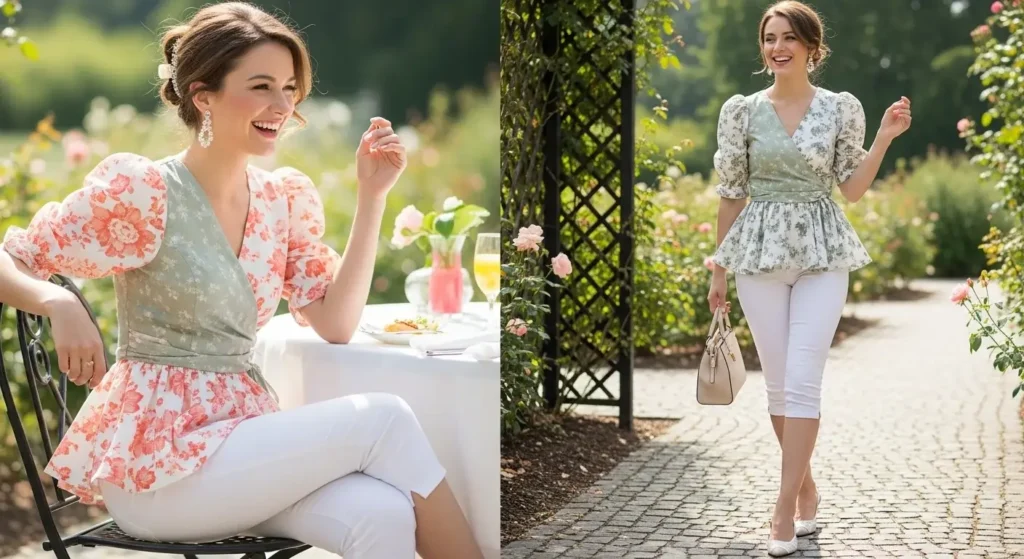 Peplum Top + Skinny Capris Girly Summer Outfits