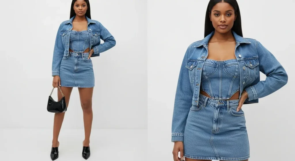 Denim Co-Ord with Corset-Style Top Thick Girlfriend Summer Outfits