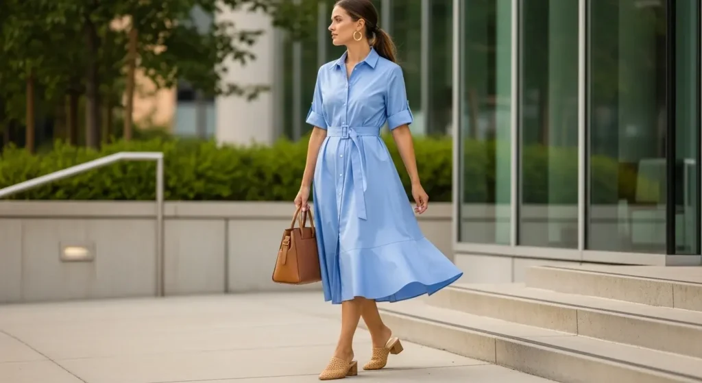 Midi Shirt Dress Summer Business Casual Outfits
