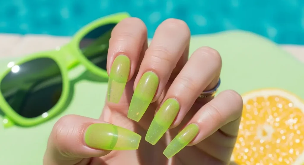 Lime Jelly Nails Fresh Green Nails for Summer