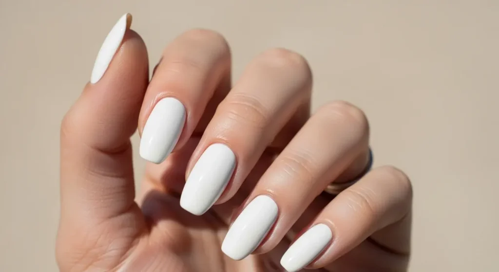 White Linen Chrome Vacation-Ready Nails for Summer