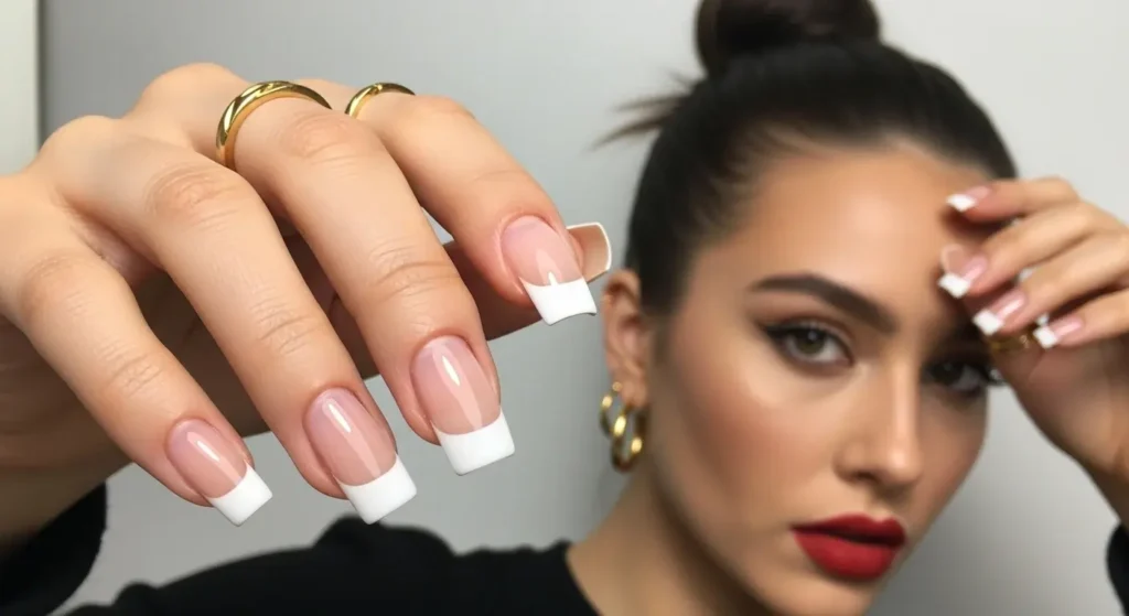 Minimalist French with Square Tips Fresh White Nail Looks for Summer