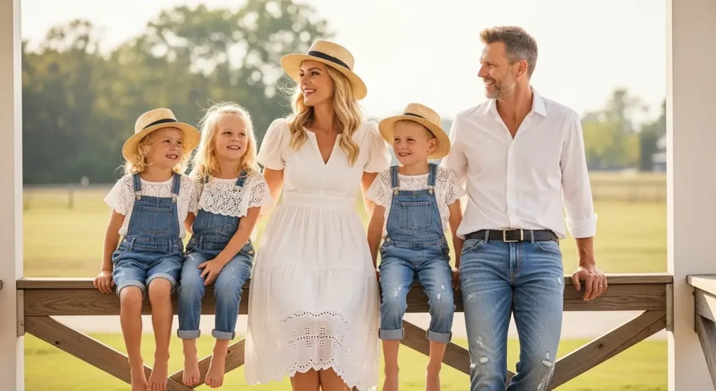 Denim & White Classic Combo Summer Family Photoshoot Outfits