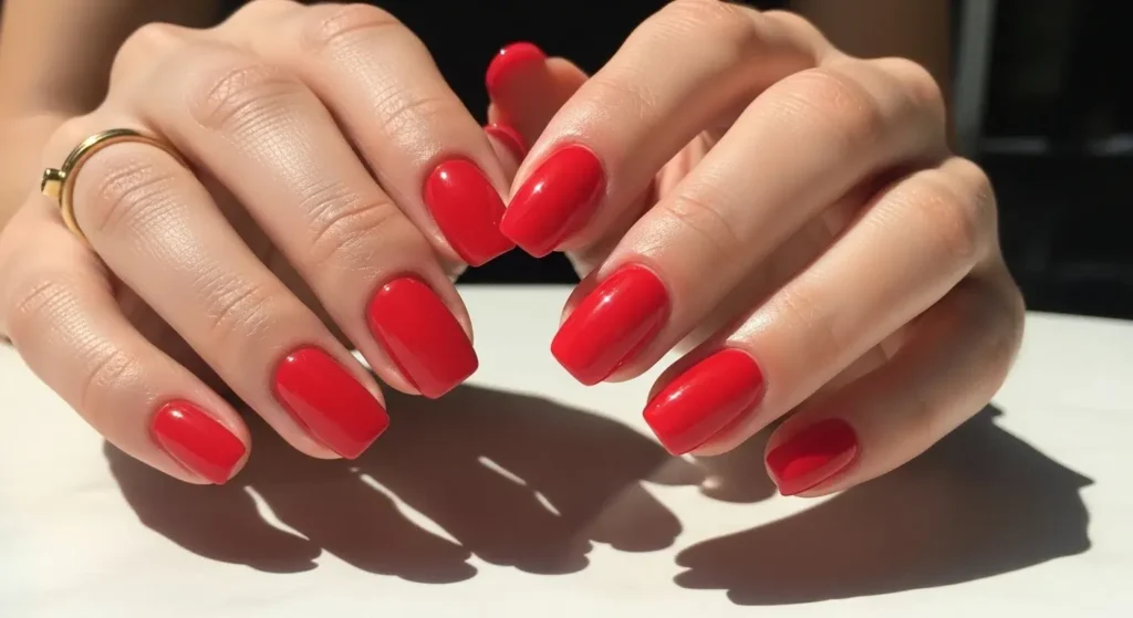 Cherry Pop Squovals Bold Red Nails for Summer