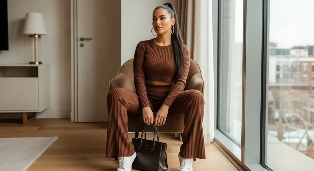 Matching Knit Set + Sneakers Must-Have Fall Outfits Ideas