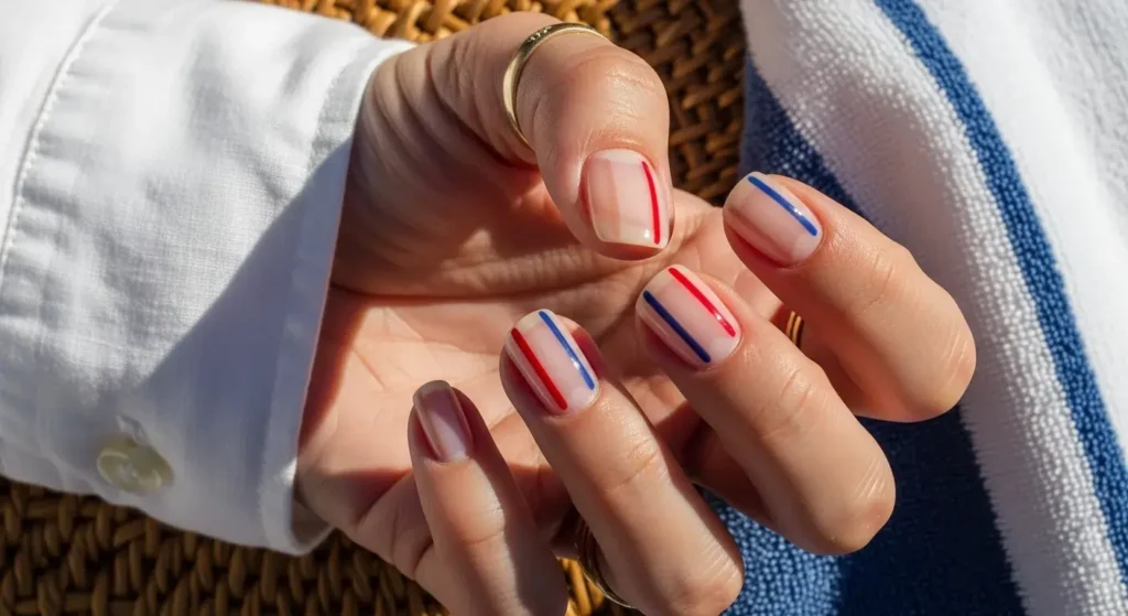 Minimal Stripes with Negative Space Cute July Nails for Summer 2025